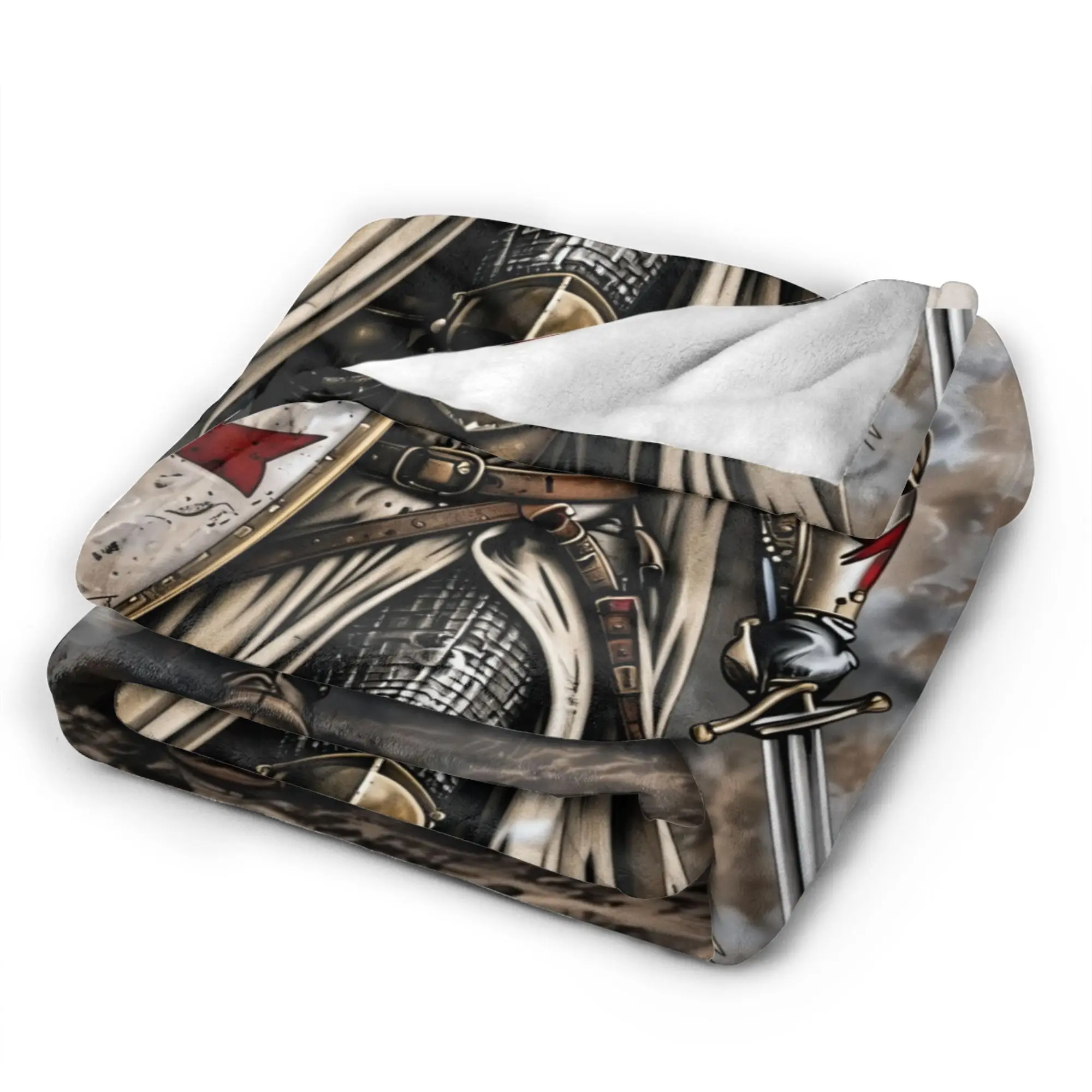 Knights Templar Cross Art Blanket  Warm Soft Funny Plush Throw Blanket For Children Bedroom Flannel Bedspread Bed Cover