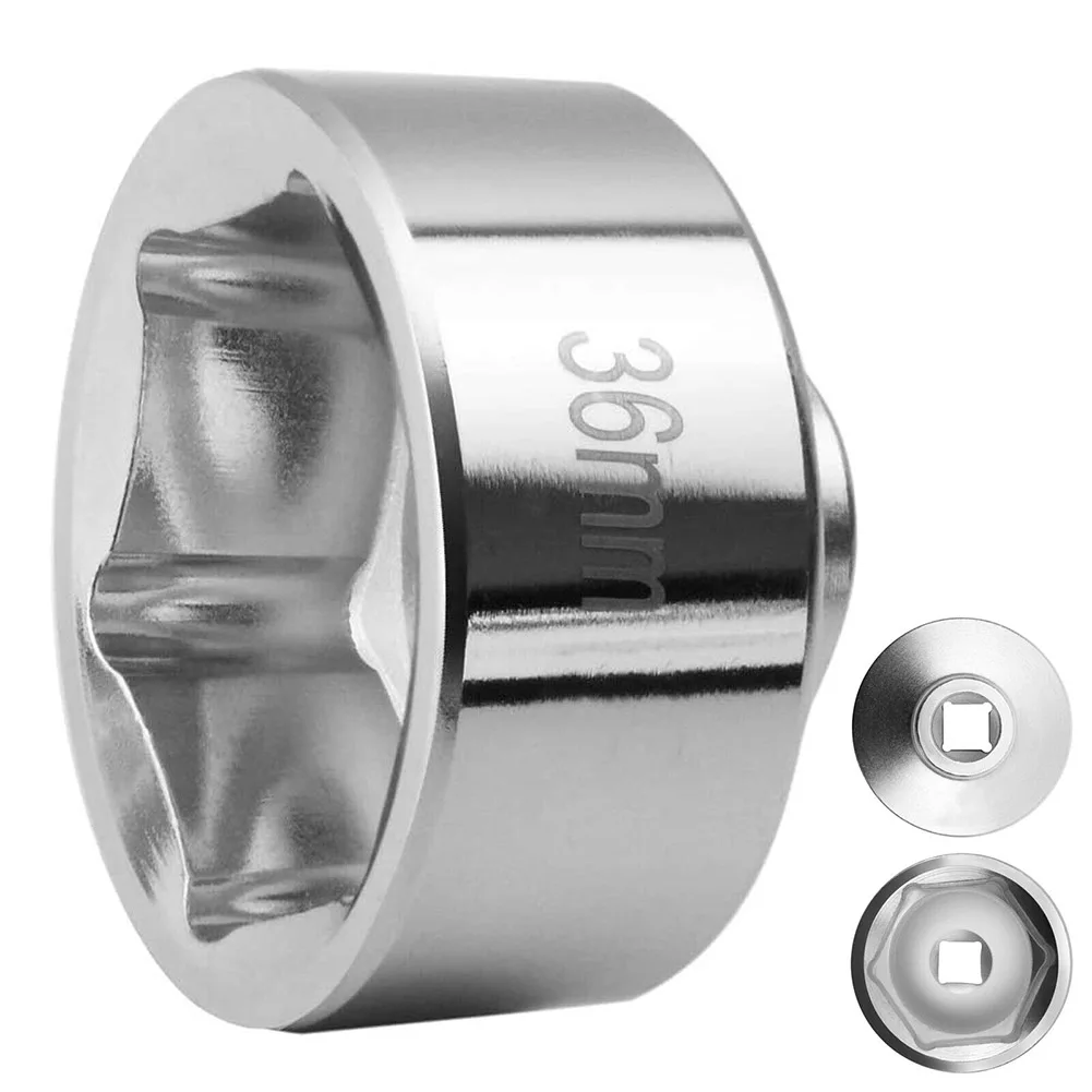 Low Profile 36mm Socket Wrench With 3/8 Inch Drive For Accessing Confined Areas During Oil Filter Cap Replacement