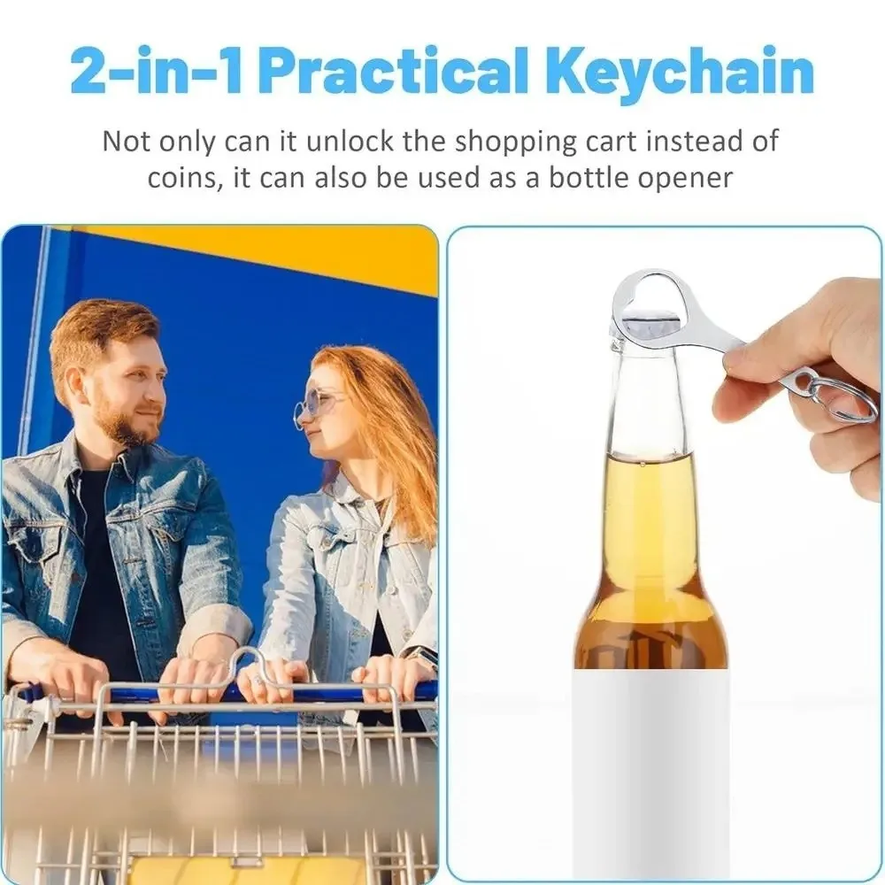 New Mini Cart Key Key Chain Metal Portable Shopping Cart Token Removable Trolley Keychain Supermarket Use
