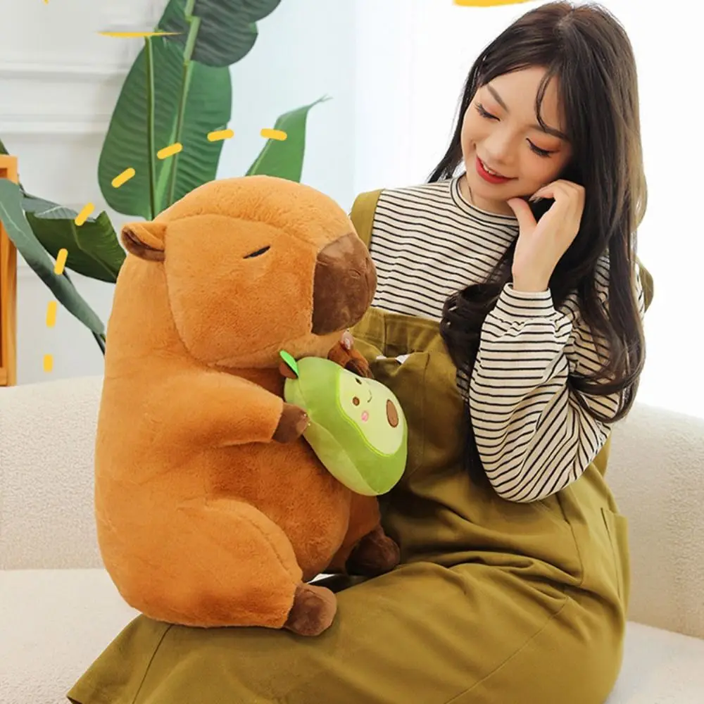 PP Cotton Avocado Capybara Plush Toy Simulation Fluffy Capybara Plush Doll 30cm Pink Capibara Anime Fluffty Toy Home Decor