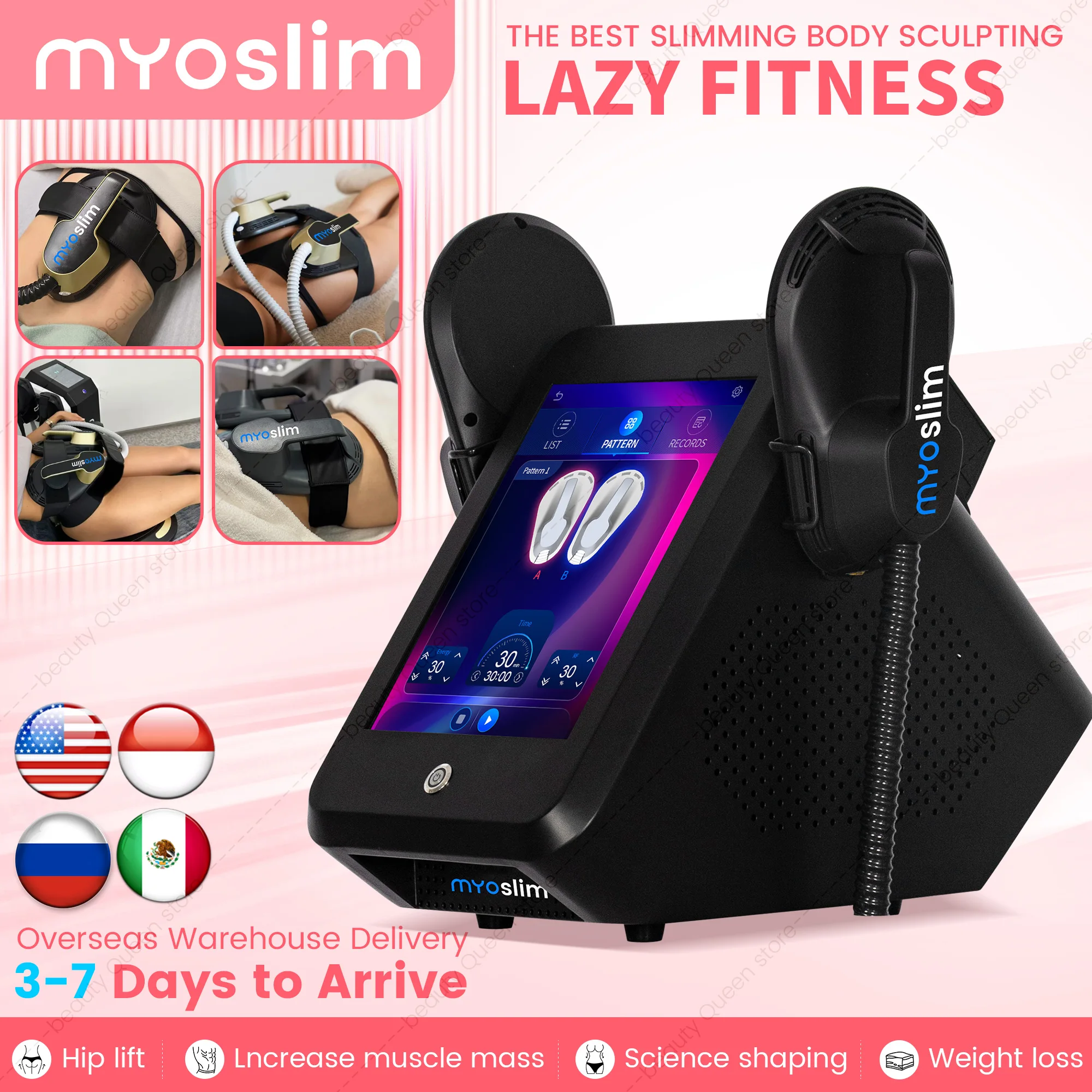 Myoslim High-Energy RF EMS Sculpt Body Slimming Machine Portable Electromagnetic Muscle Stimulator For Weight Loss