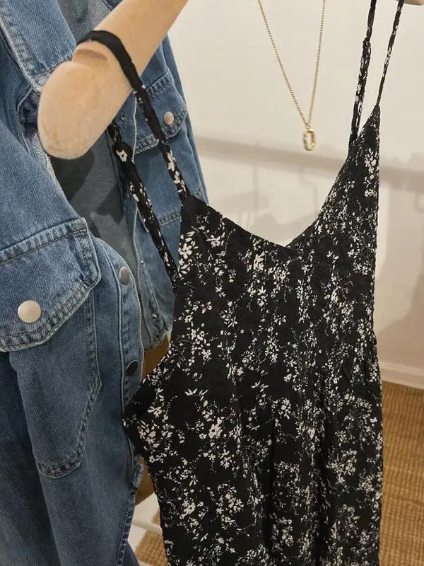 Grande taille imprimé fleuri Midi Dr Vintage T-shirt à bretelles Dr ample taille haute jupe trapèze pour femmes de plus de 300 Po...