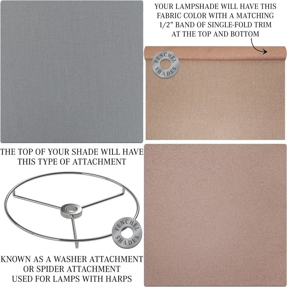 

Linen Overcast Drum Lamp Shade - 12 Top Diameter, 12 Bottom Diameter, 10 Spider Attachment, 12x12x10 Shade