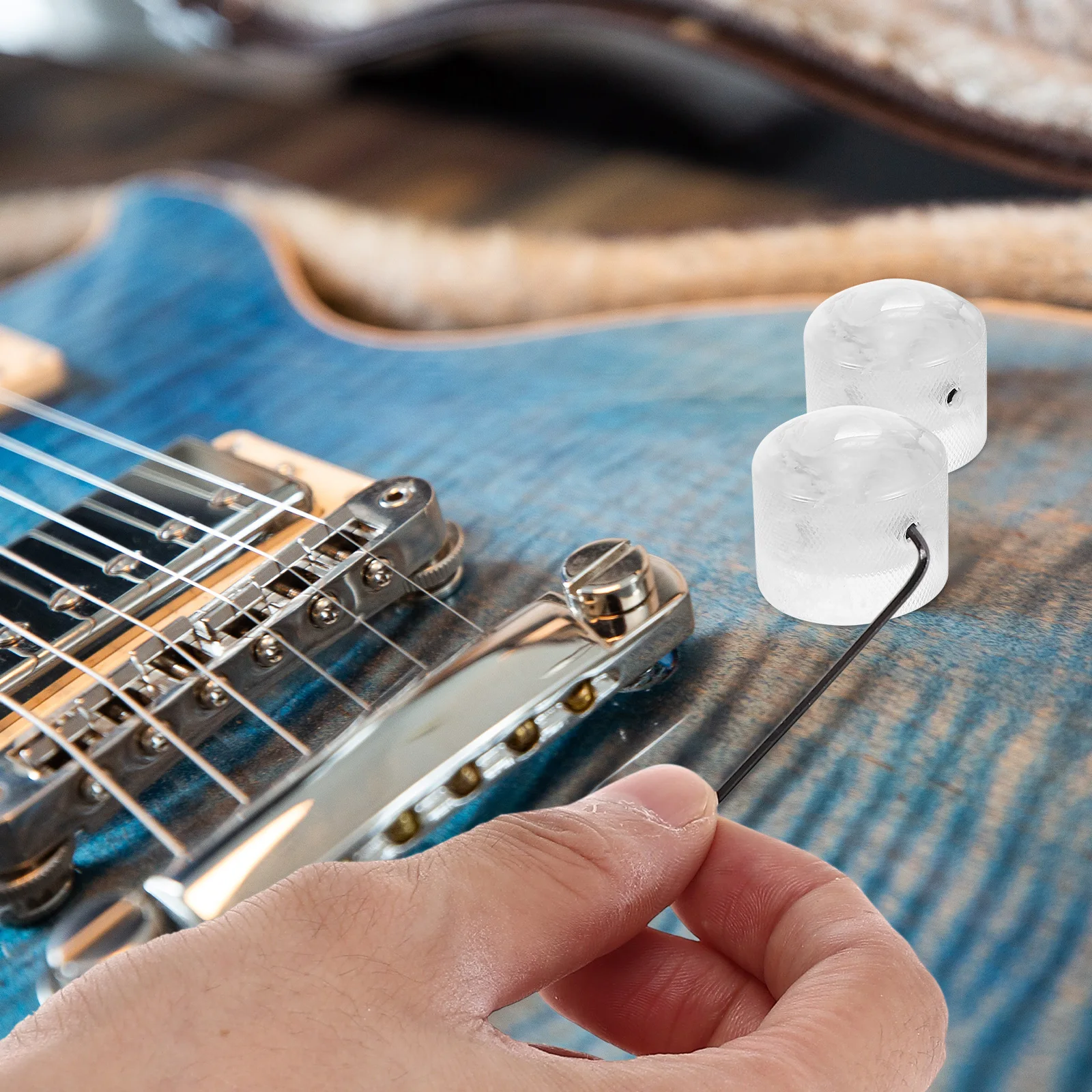 

Electric Guitar Knob Cassette Style Black Plastic Potentiometer Audio Volume Control knobs Child Wrench Compatible Electric
