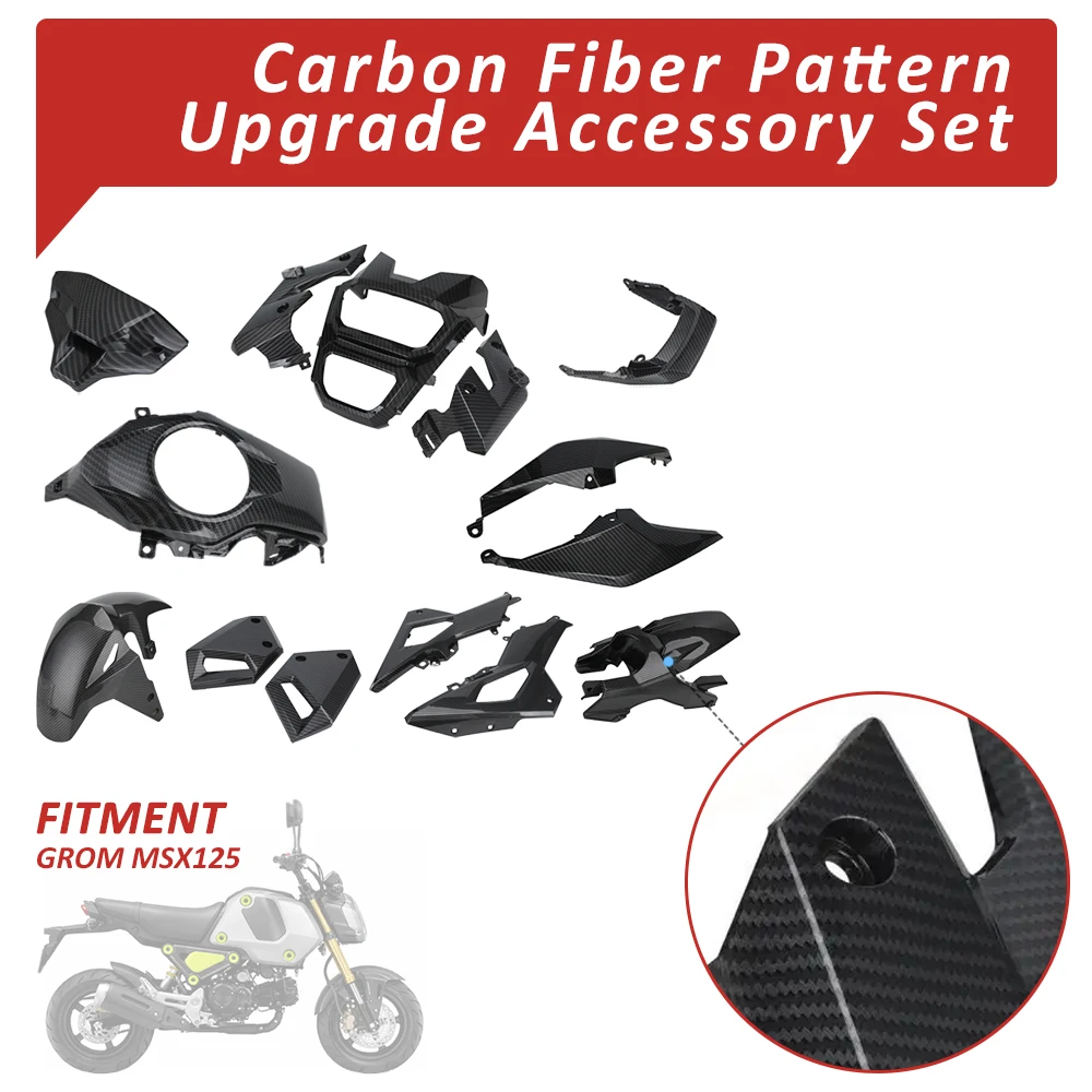 Kit de cubierta de carrocería, accesorios de motocicleta, Kit de carenado de guardabarros, Kit de marco, Panel lateral, patrón de fibra de carbono