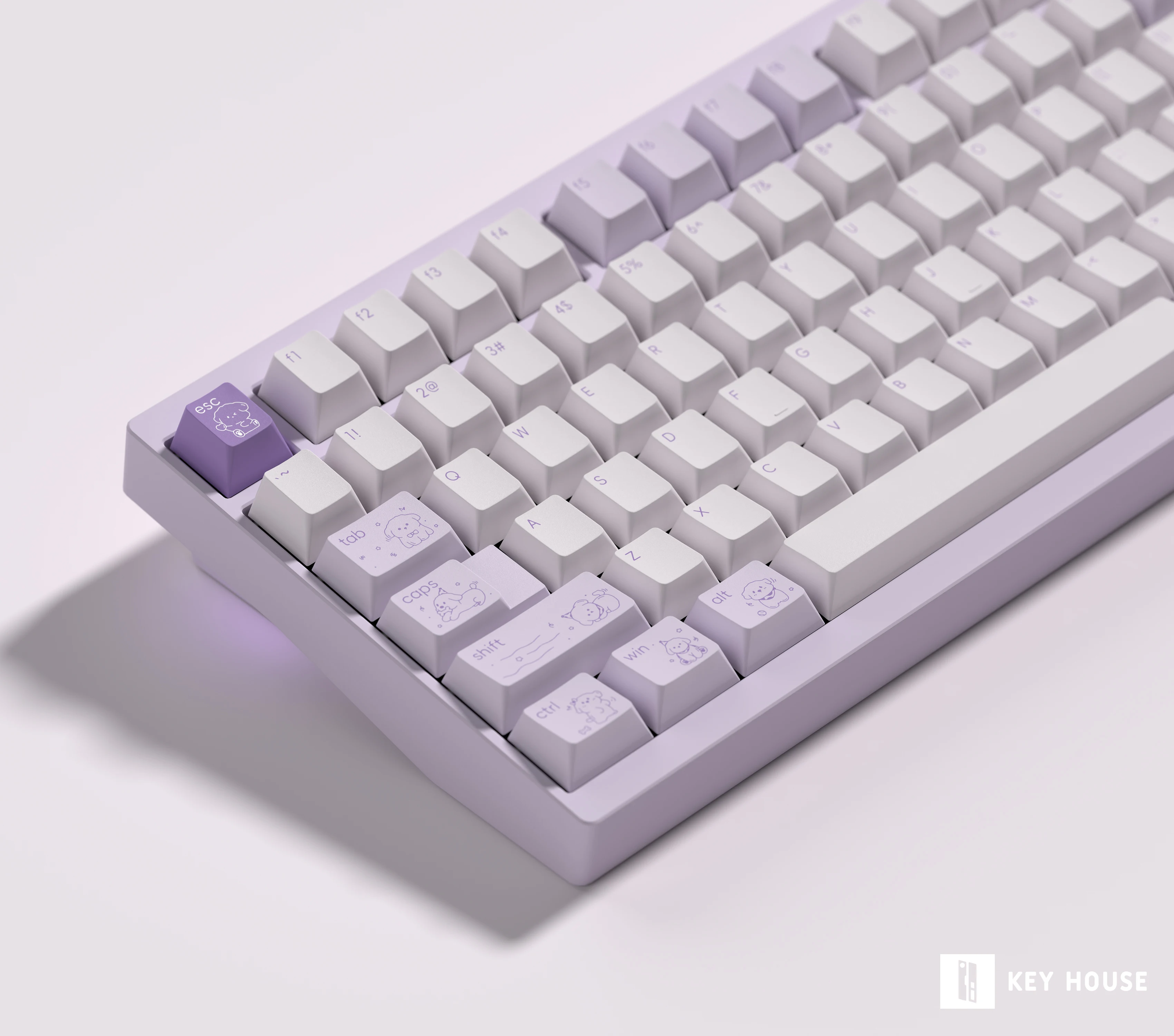 Purple Pink Star Dog Keycap Cherry Pbt Sublimation Purple Keycap 133Keys 7U/2.25U/2.75U Space Bar Alice Layout Keycap
