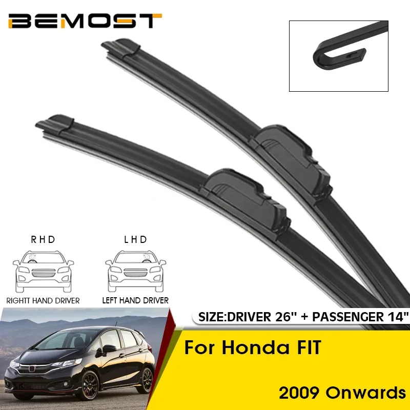 

Car Wiper Blade For Honda FIT 2009 Onwards Auto Windshield Windscreen Front Window Wipers Blades 26"+14" Car Accessories