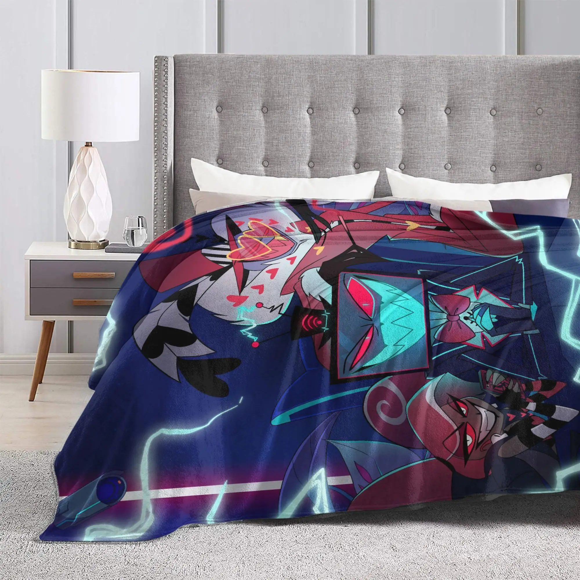 الكرتون Hazbins الفنادق بطانية الفانيلا النسيج ديكور المحمولة لينة رمي بطانية للسرير الأريكة الفراش يلقي