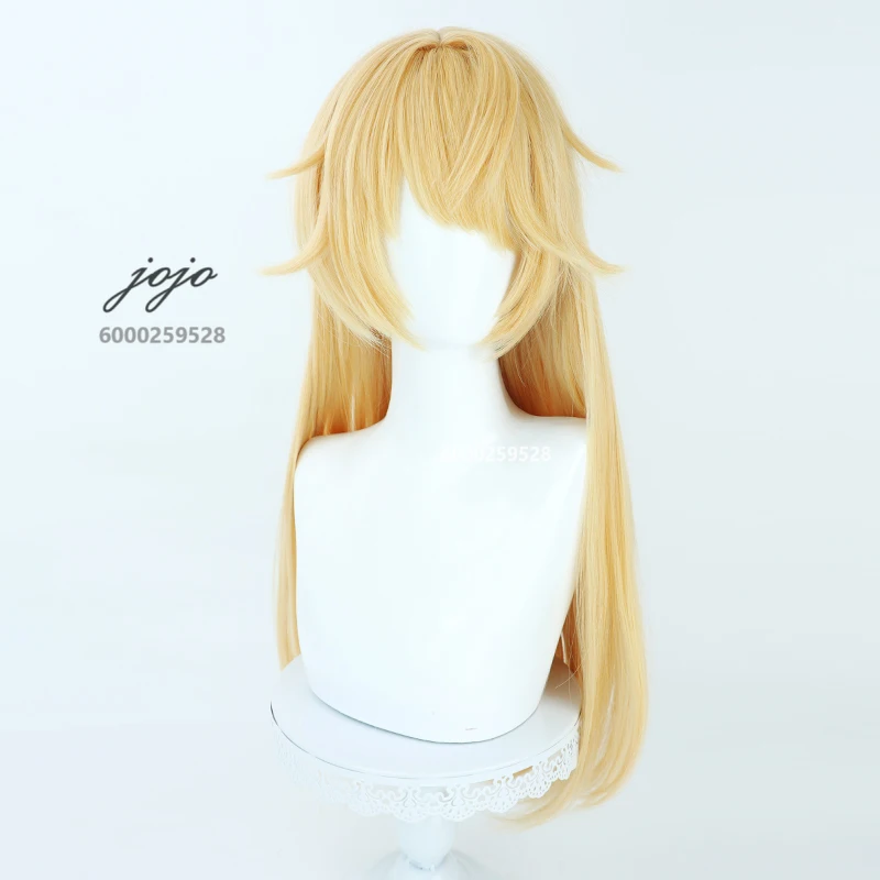 Game Genshin Impact Fischl Cosplay Wig One Piece Braided Blonde Long Straight Hair Halloween Christmas Party Hair Role Play