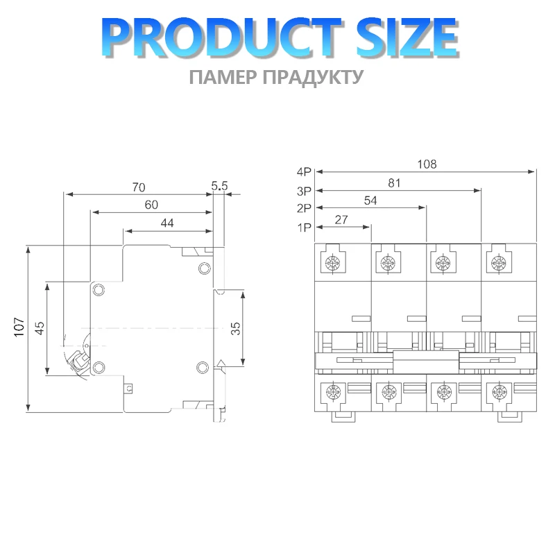 DZ47LE-125 Leackage Circuit Breaker MIni RCD RCBO 63A 80A 100A 125A AC230V 400V Multifunctional Overload Leakage ELCB