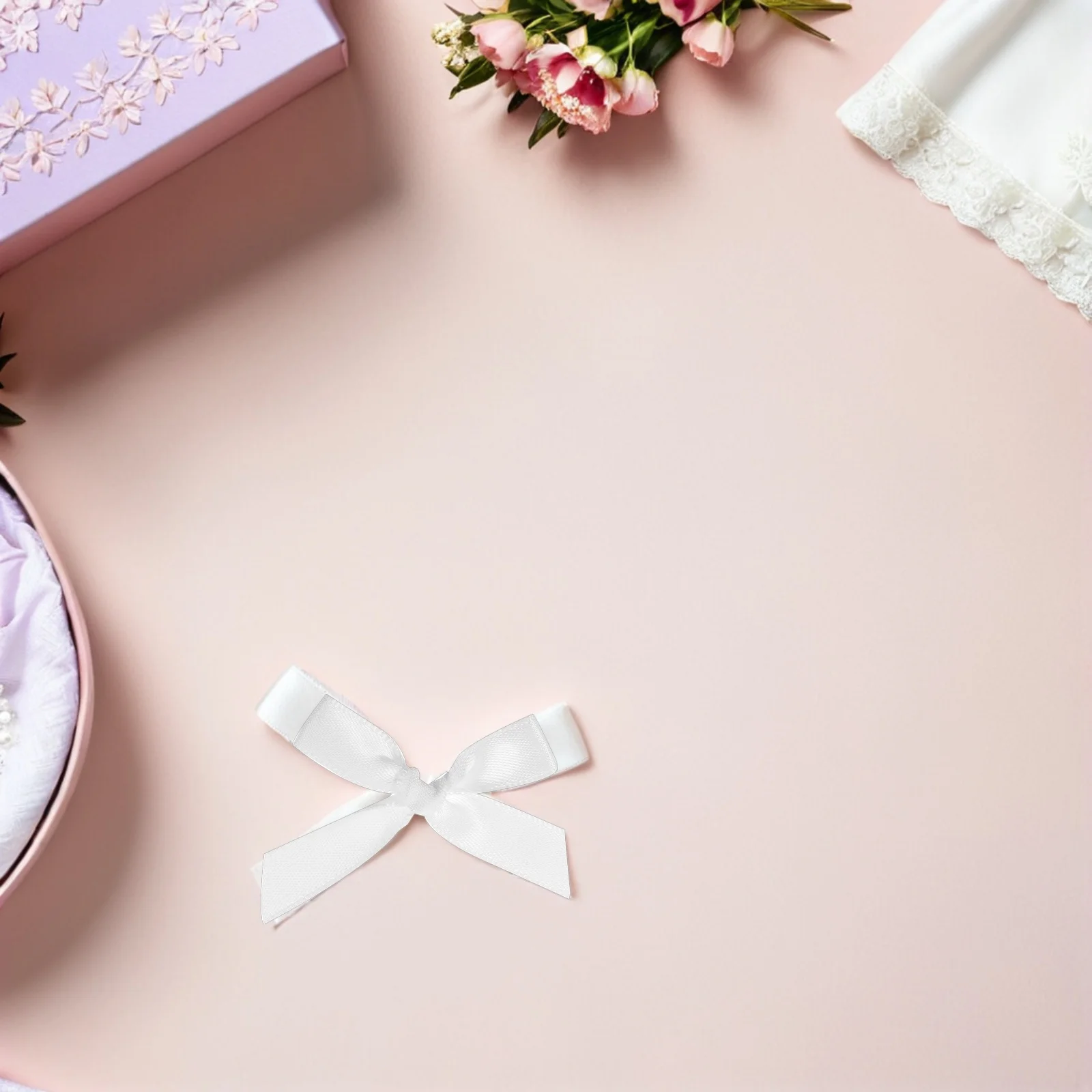 

200Pcs Mini Fabric Ribbon Bows Elegant Satin Craft DIY Decor Pre-Tied Small Bows for Wedding Birthday Christmas Present Wrapping