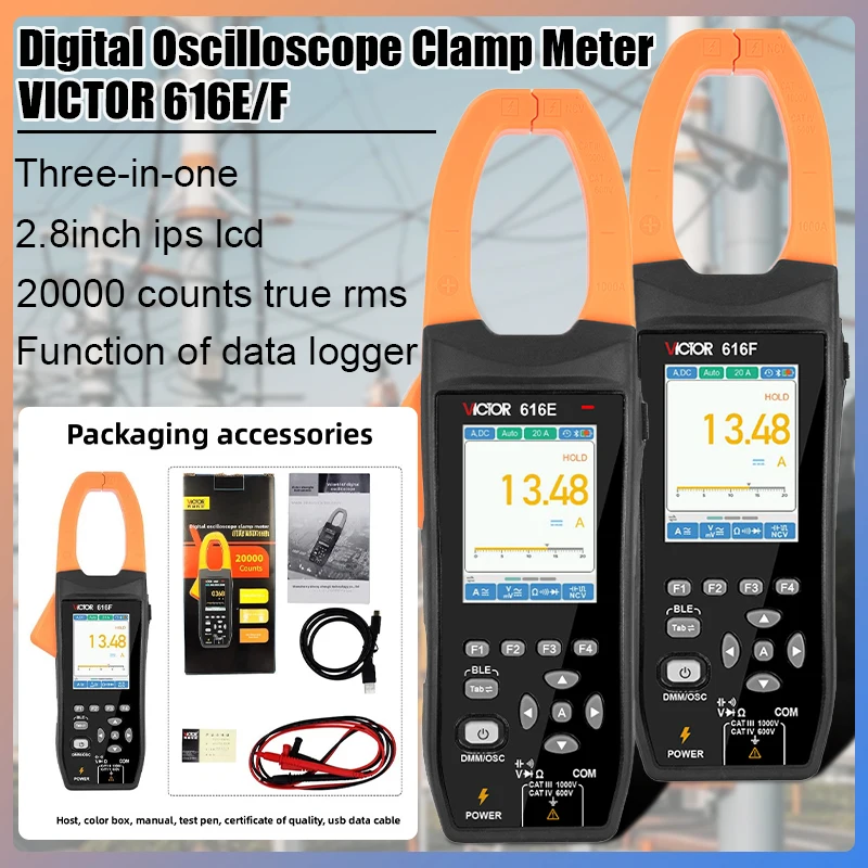 فيكتور VC616E/F راسم الذبذبات المشبك متر مع بلوتوث الجهد الحالي الموجي السعة تردد راسم الذبذبات المتعدد