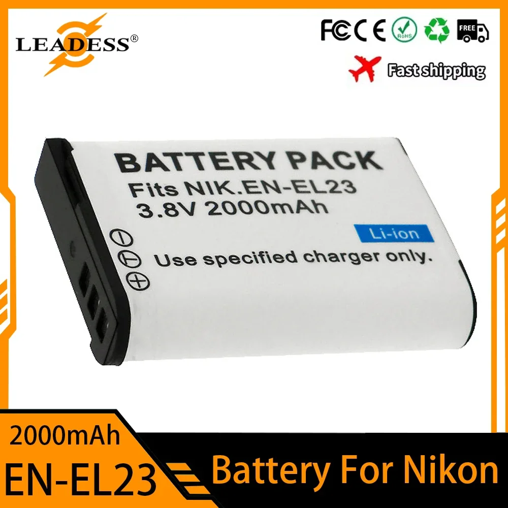 2000mAh EN-EL23 EN EL23 Lithium Battery for Nikon COOLPIX B700 P900s P900 P610s P610 P600 S810c for Nikon EL23 Camera Batteries