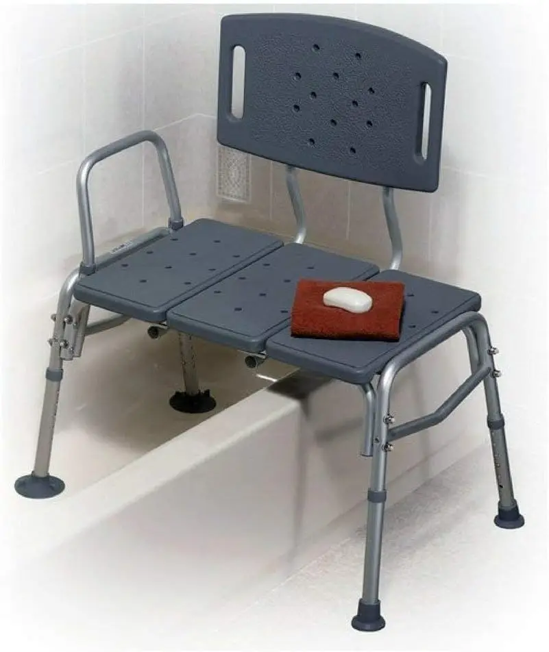 Transfer Bench Adjustable Height 500 Lbs, Heavy Duty Bariatric Tub Transfer Bench with Back, Non-Slip Seat, Bath Shower Bench