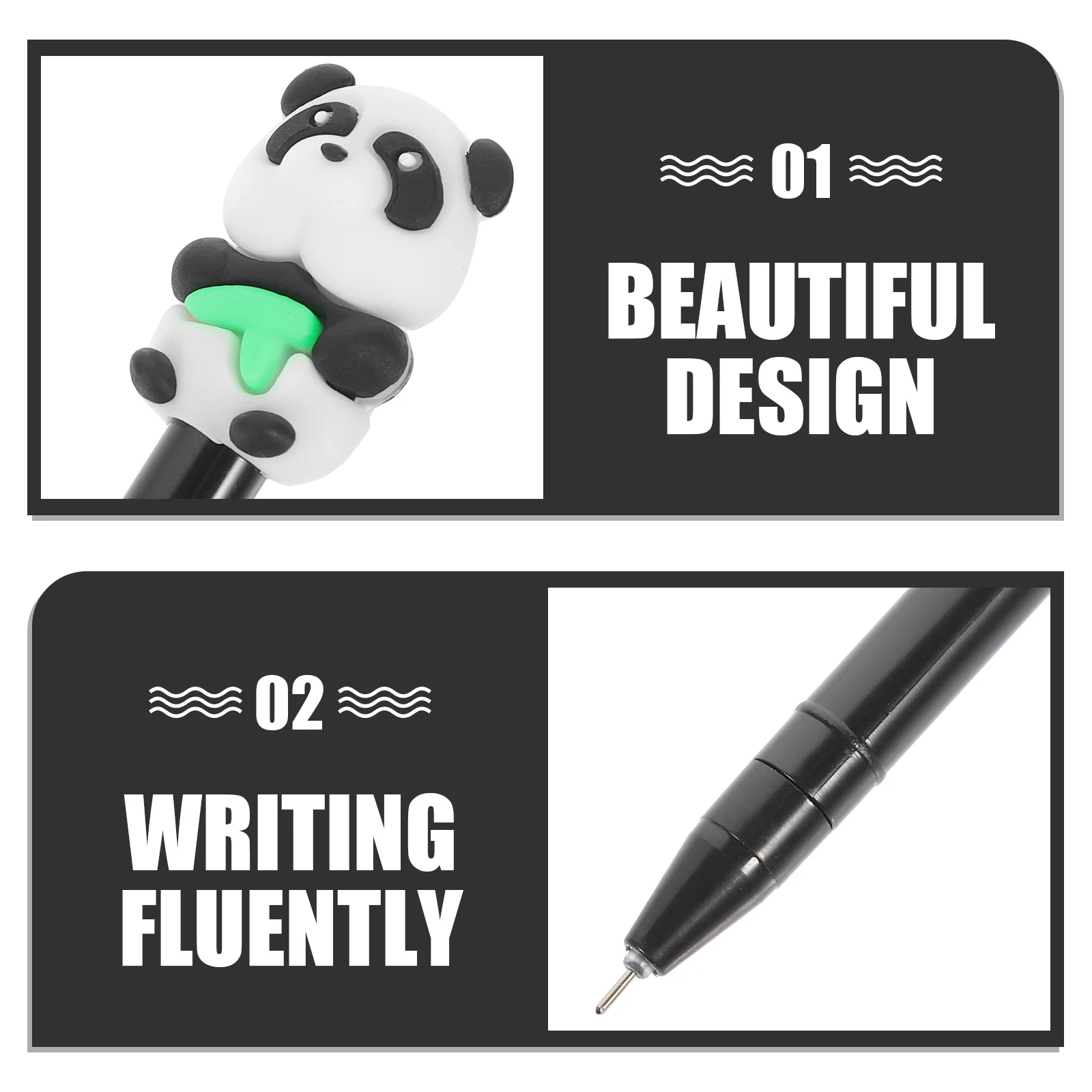 

12Pcs Adorable Panda Gel Pens Compact Easy Carry Water Based Writing Pen for Students Gel Pens Water-Based Writing Pen
