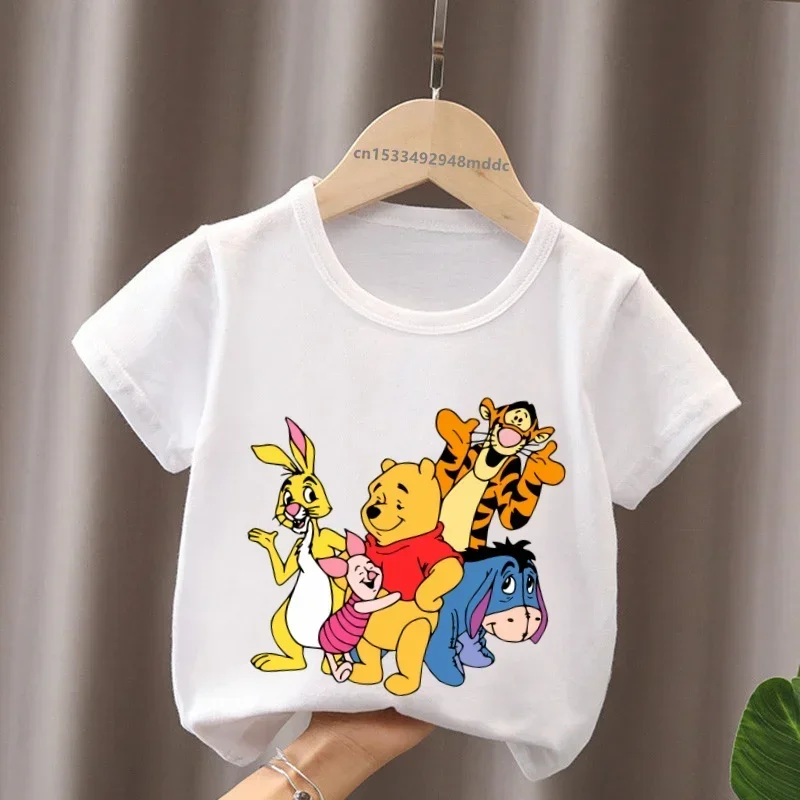 Hot Sale Winnie the Pooh Cute Bear Tigger Print Kids T-Shirts Girls Clothes Baby Boys Short Sleeve T shirt Summer Children Tops