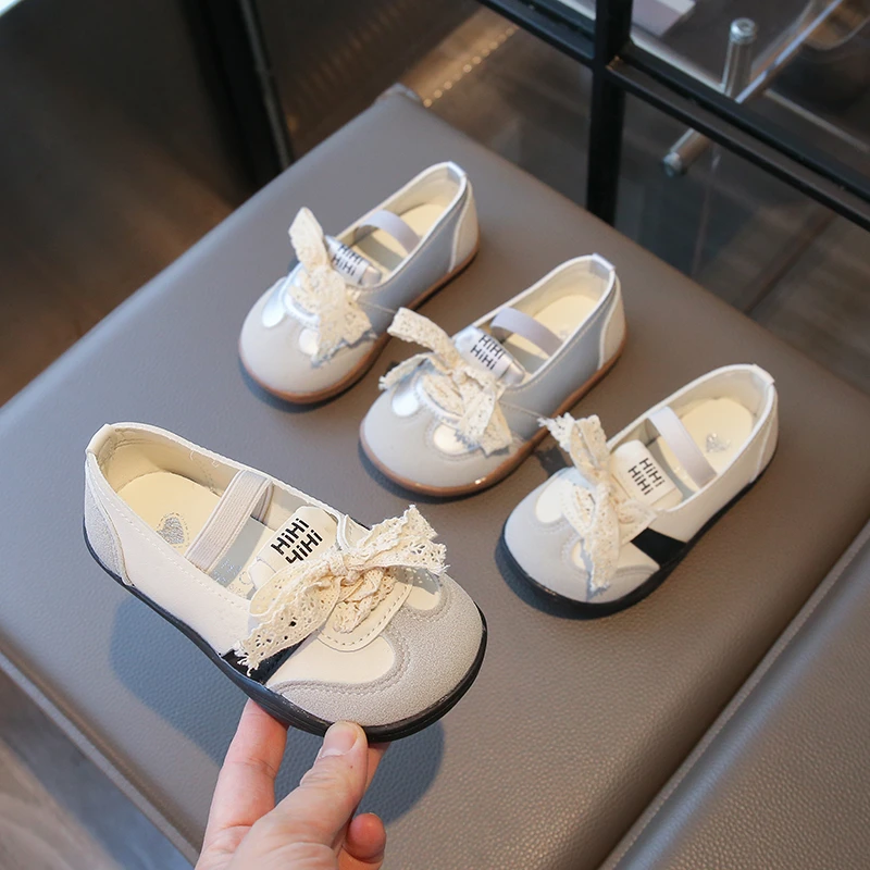 

Girls Causal Ballet Shoes Spring Autumn Kids Fashion Leather Shoes Sweet Bowknot Versatile Children Princess Flat Loafers Soft