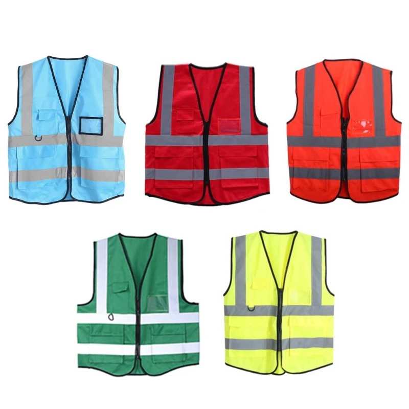 Dib Safety Vest Reflective High Visibility Vest with Pockets & Zipper Construction Work Vest Hi Vis Yellow Drop Shipping