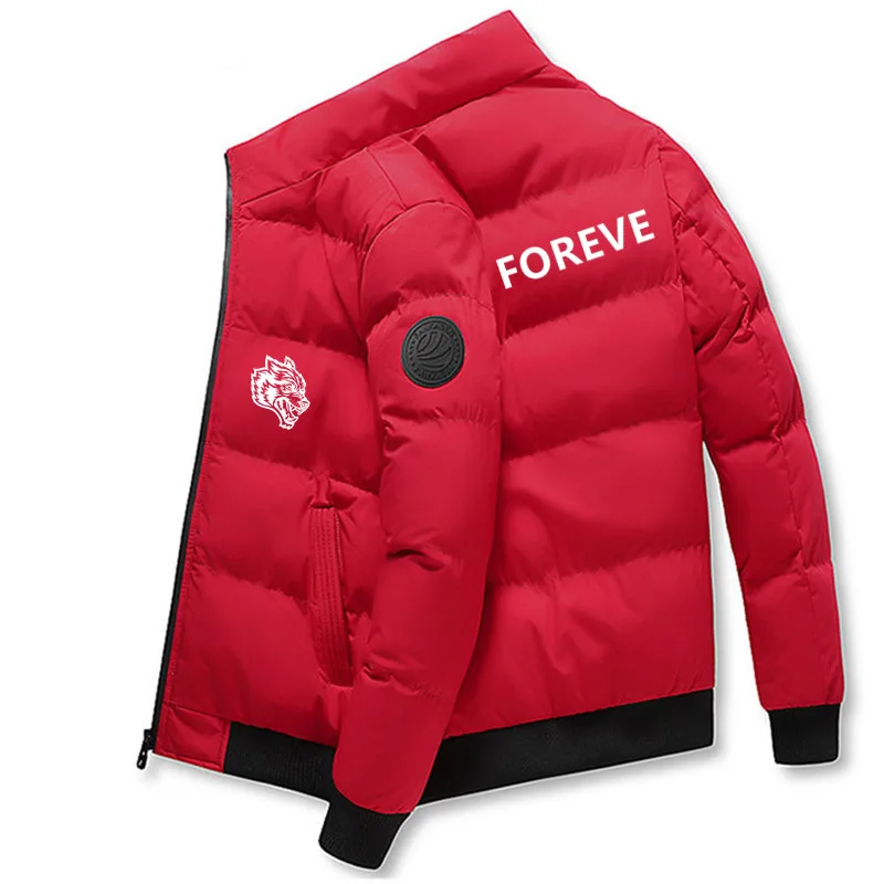 Wolf Head Pattern Autumn Winter Jacket Men Cotton Padded Jacket Streetwear Casual Jacket Men Fashion Parka Top Male Warm Coats