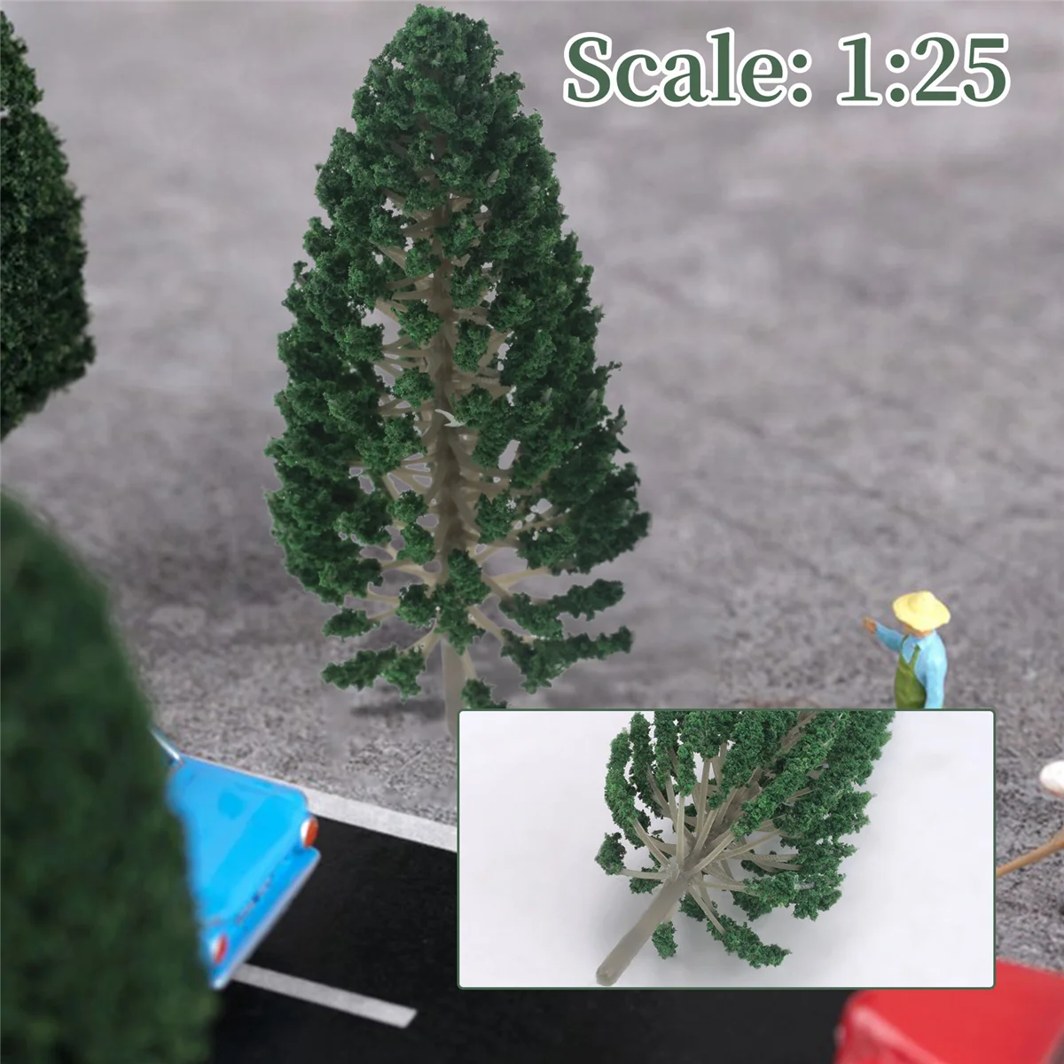 NN89R 10개 소나무 1:25 모형 기차 철도 건물 녹색 모형 나무 O G 스케일 1/25 철도 레이아웃 디오라마 풍경용