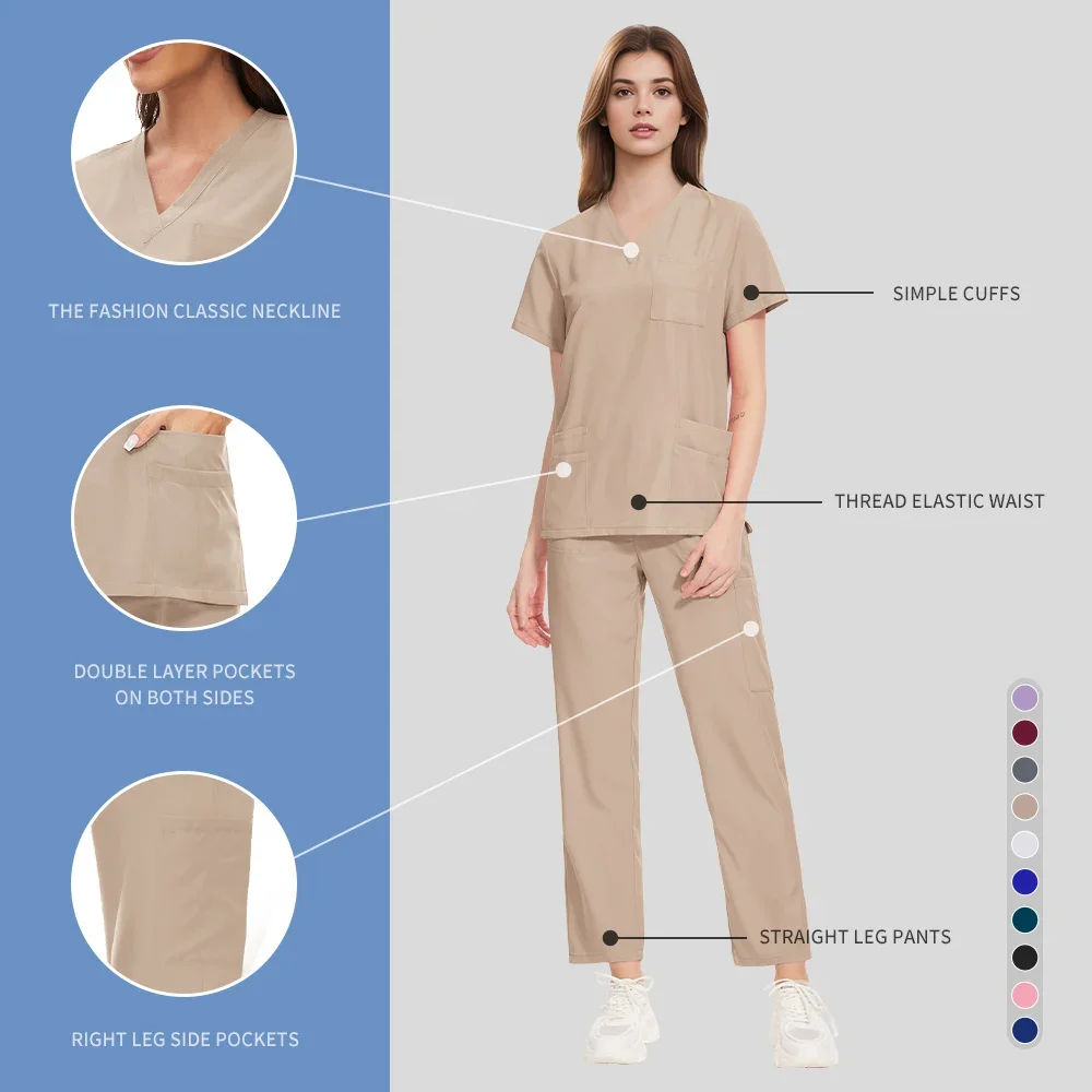 Gros clinique hôpital médecin salopette hommes gommages uniforme médical col en v mode gommage pharmacie infirmière vêtements laboratoire ensemble mâle