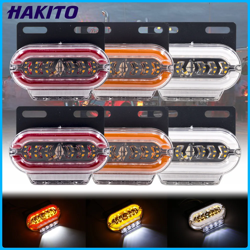 8/4pcs 24V Amber Red LED Side Marker Turn Signal Light 3 Modes External Warning Light Indicator Clearance Lamp Truck Trailer Bus