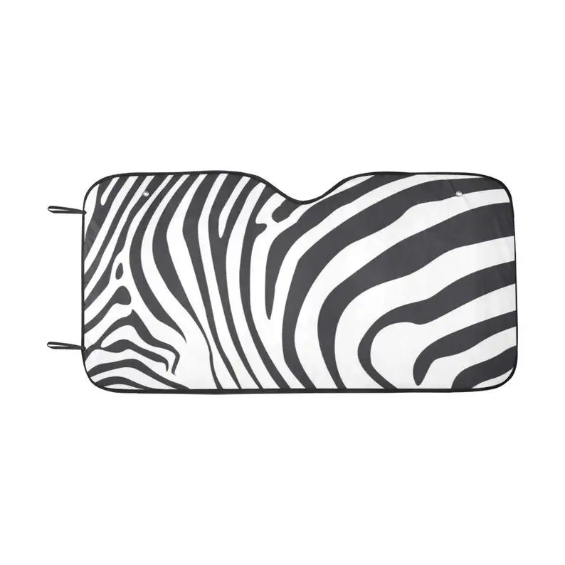 Zebra Windshield Sun Shade, Striped Animal Print Black White Art Car Accessories Auto Protector Window Visor Screen