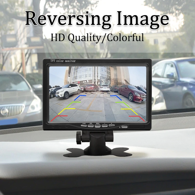 Hippcron 7 inch Car Monitor Screen 2 Way Video Input TFT HD Digital For Rear View Camera Parking Backup Reverse