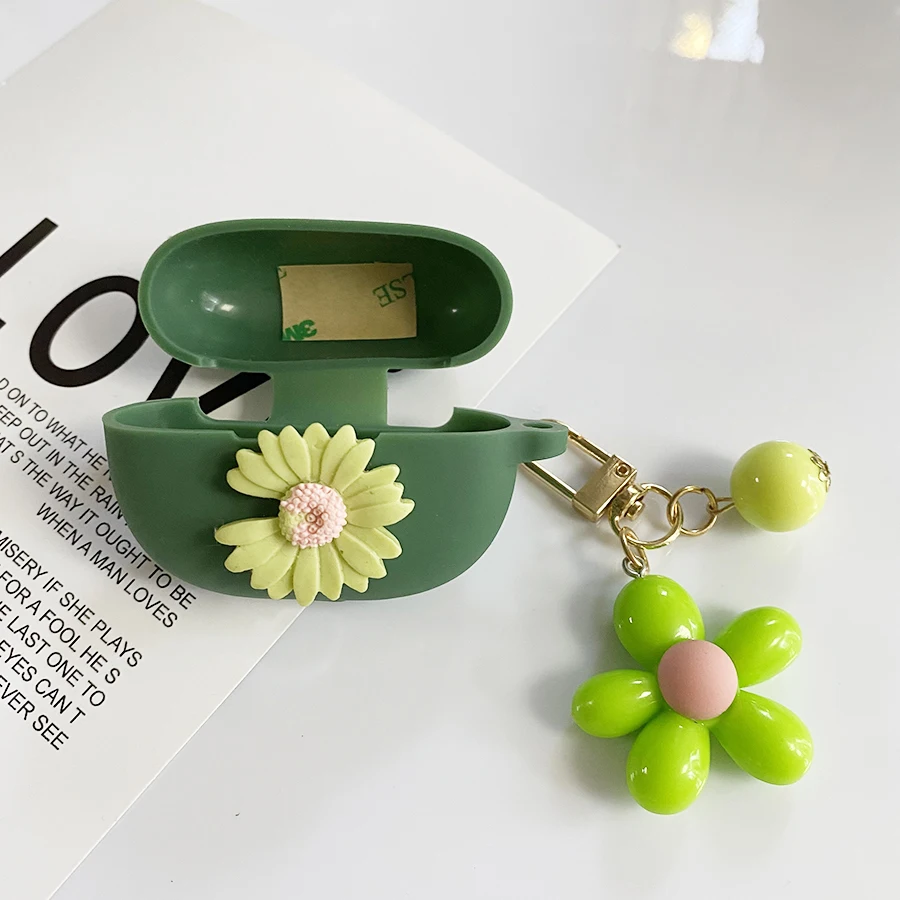 Étui AndrFlower pour 1MORE TurnBuds 2, étui en silicone mignon, housse pour écouteurs avec porte-clés, boîte d'accessoires, mode, détruire