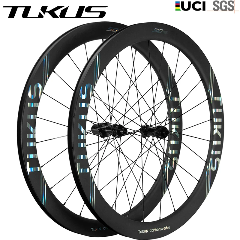 TUKUS Carbon Wheels Disc Brake 700c Carbon Rim Center Lock UCI Quality Road Bike Wheelset Road Racing Wheelset Bicycle Wheelset