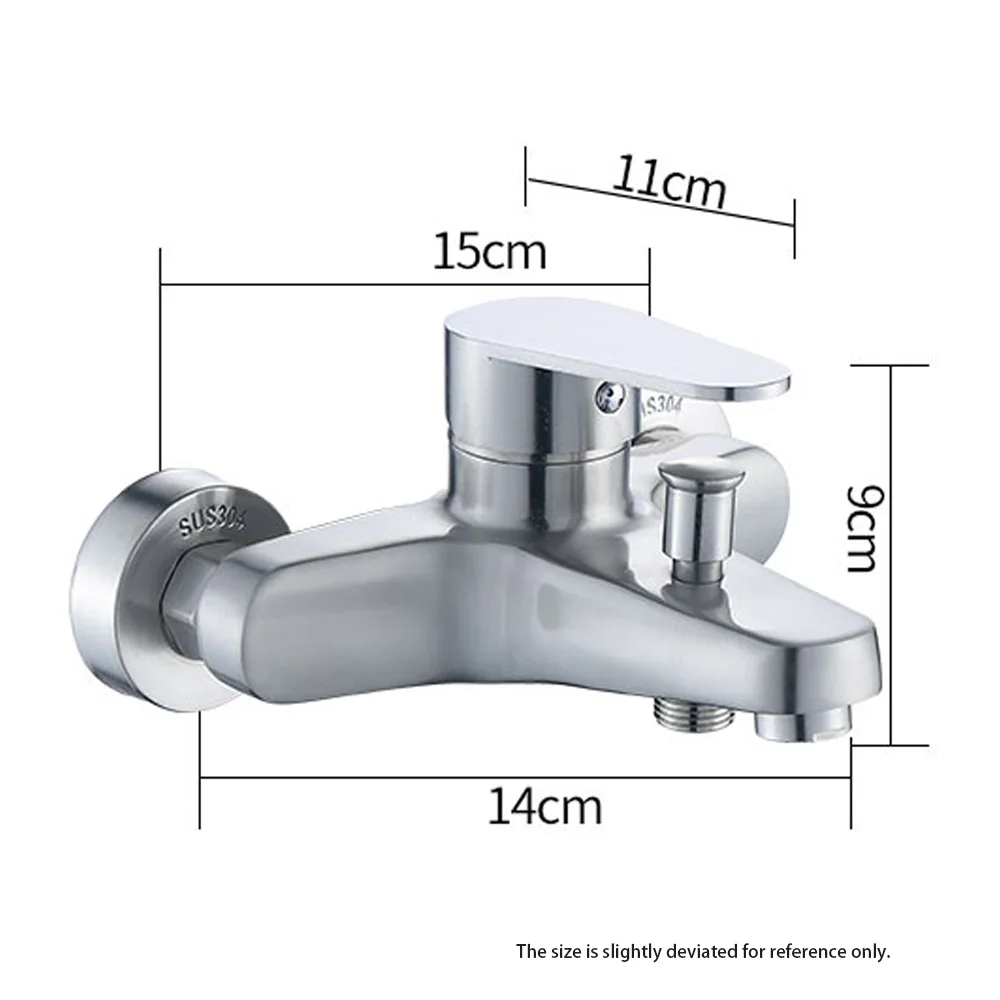 SUS 304 Stainless Steel Hot and Cold Wall Mounted Single Handle Two Holes Triple Sink Bathtub Tap Bathroom Shower Tub Faucet