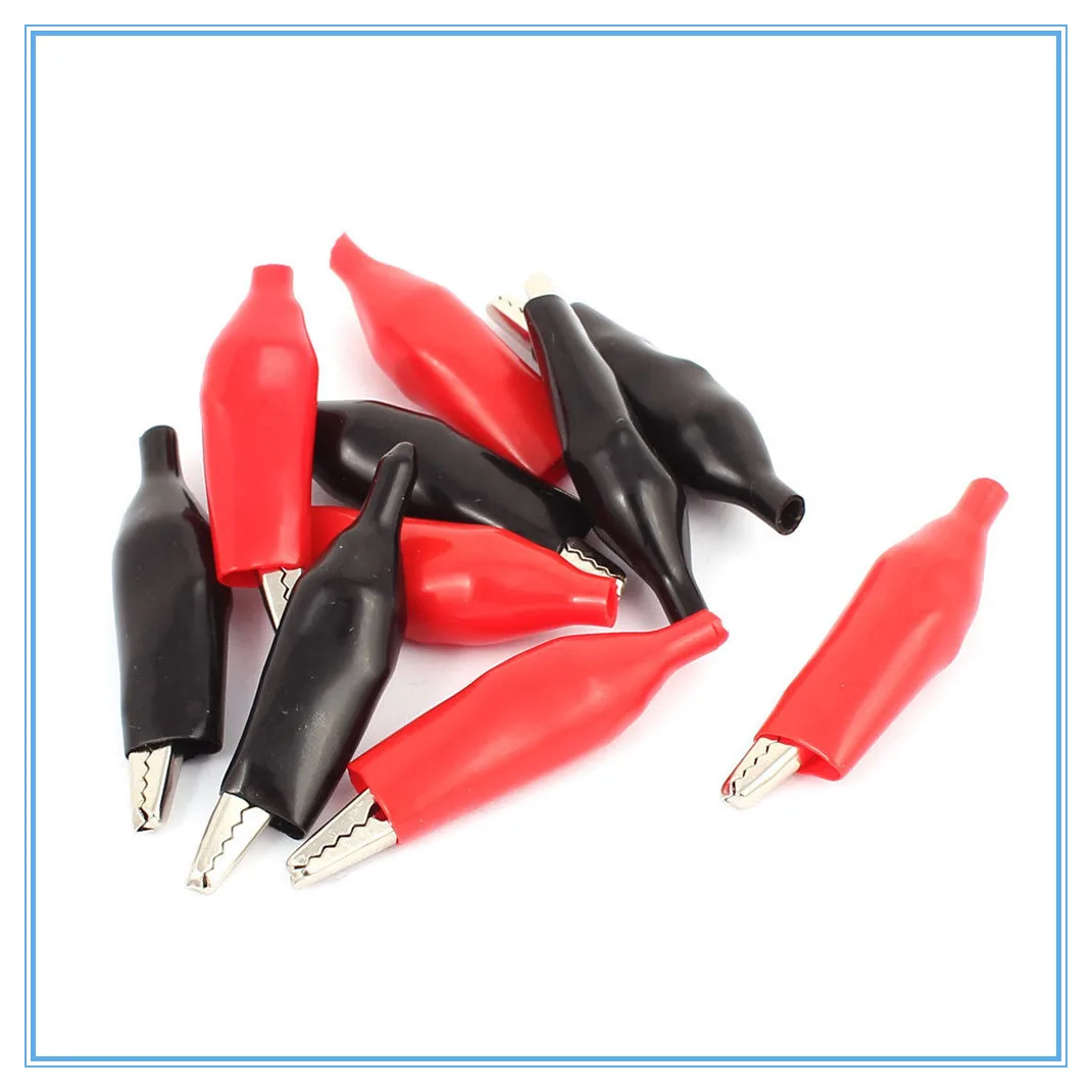 20 Pcs Crocodile type Clip 28MM Black Red Blue Black Yellow Soft Plastic Coated Testing Probe Mini Alligator Test Clips