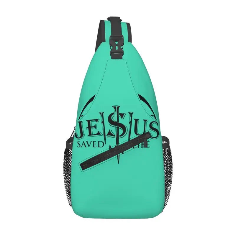 Custom Jesus Saved Life Sling Crossbody Chest Bag Fashion Christ Religion Christian Faith Shoulder Backpack for Travel Cycling