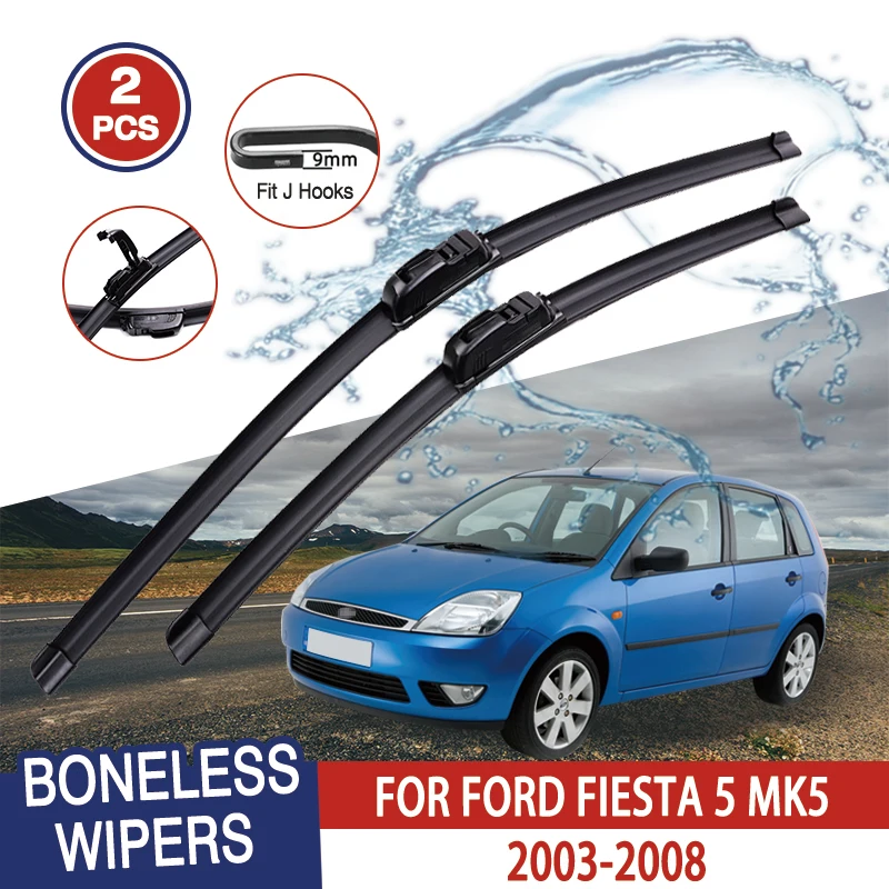 For Ford Fiesta 5 MK5 Hatchback 2003-2008 Car Wiper U-type Soft Rubber Boneless Wiper HD Quiet Durable Automotive Wiper 22\