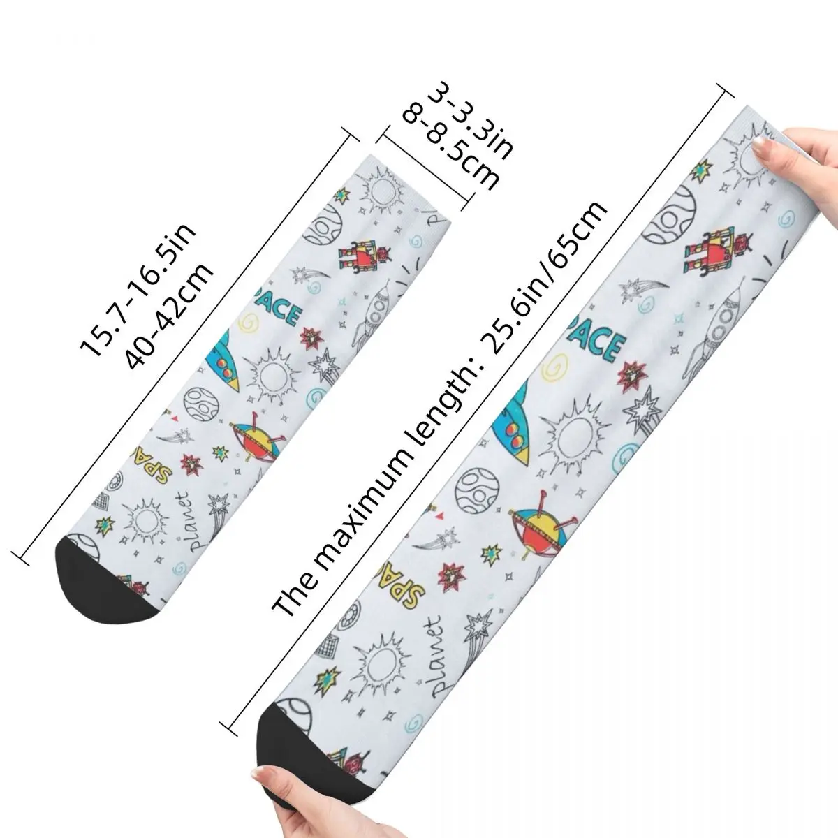 Vintage Orige Men's Socks Doodle Astronomy Unisex Novelty Pattern Printed Happy Crew Sock Gift