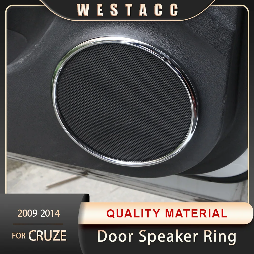 

4Pcs Chrome Car Door Audio Speaker Frame Cover Ring Sticker for Chevrolet Cruze 2009 2010 2011 2012 2013 2014 2015 Accessories
