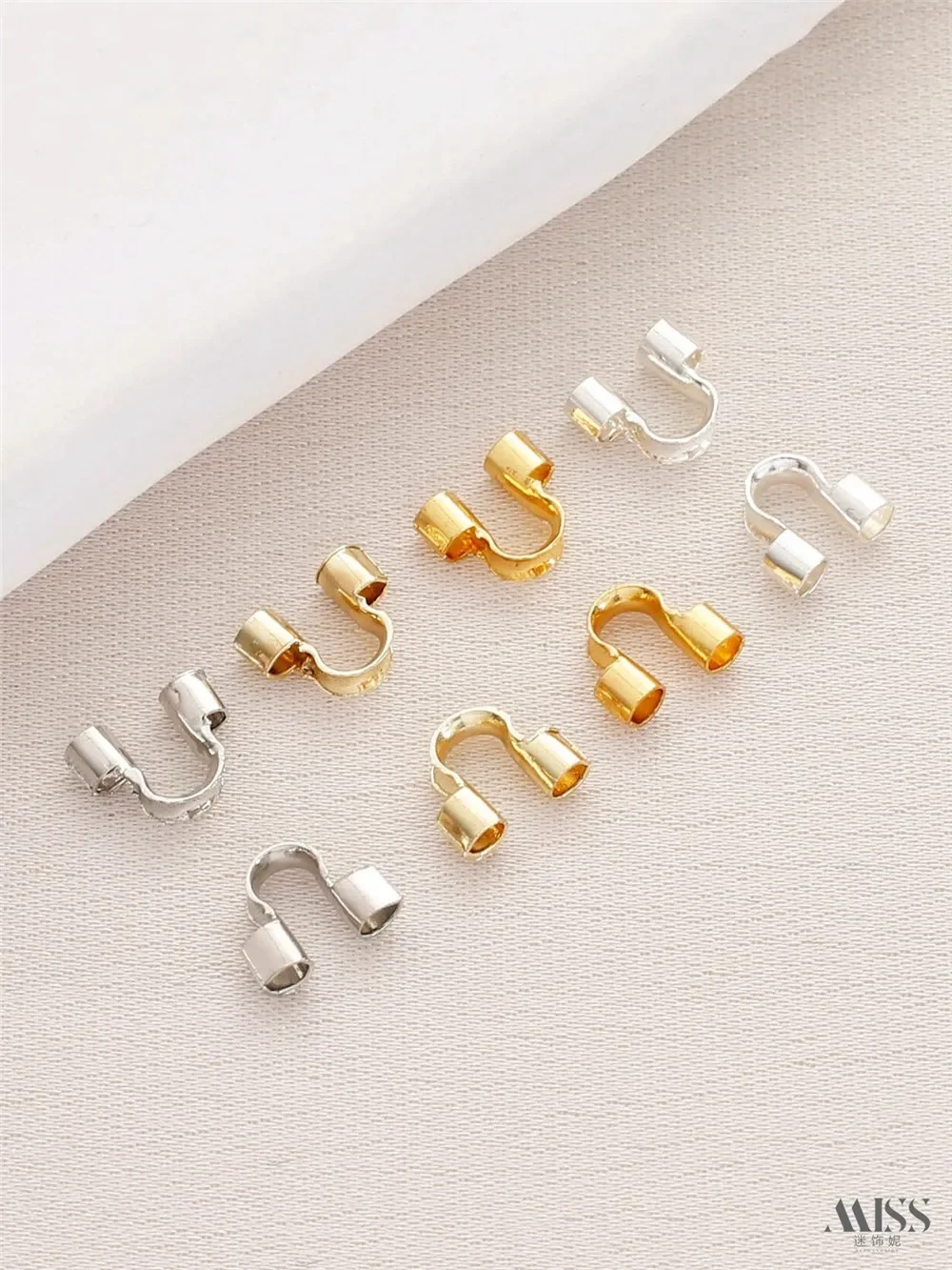 

14K Gold-wrapped U-shaped Wire Guard Manual DIY Beaded Steel Wire Finishing Reinforcement Jewelry Accessories