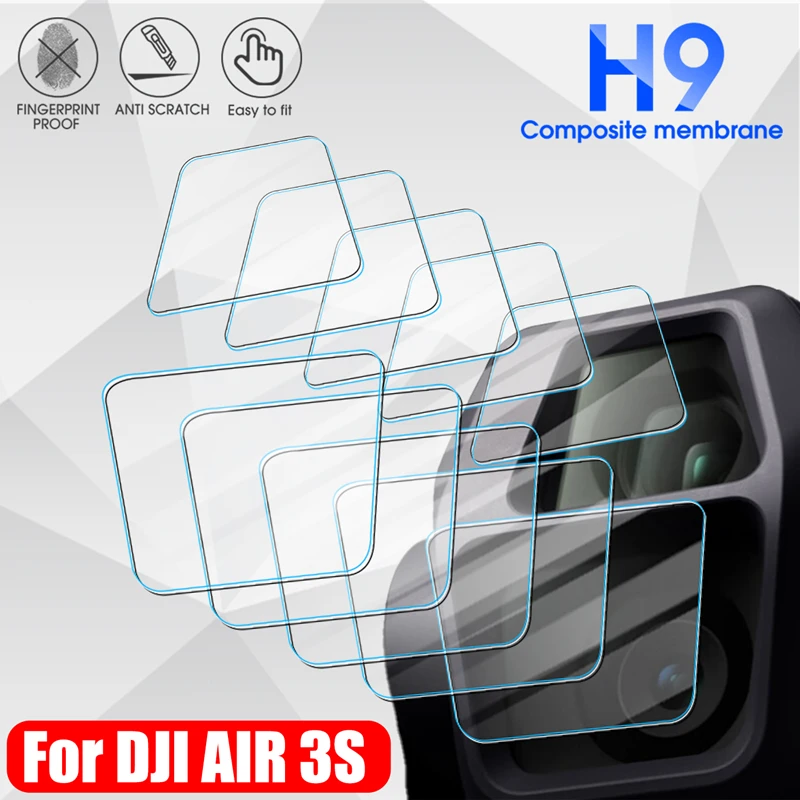 1/2/3Sets Tempered Glass FOR DJI AIR 3S Lens Film Kit Dustproof Anti-Scratch Drone Gimbal Clear Lens Protector Drone Accessories