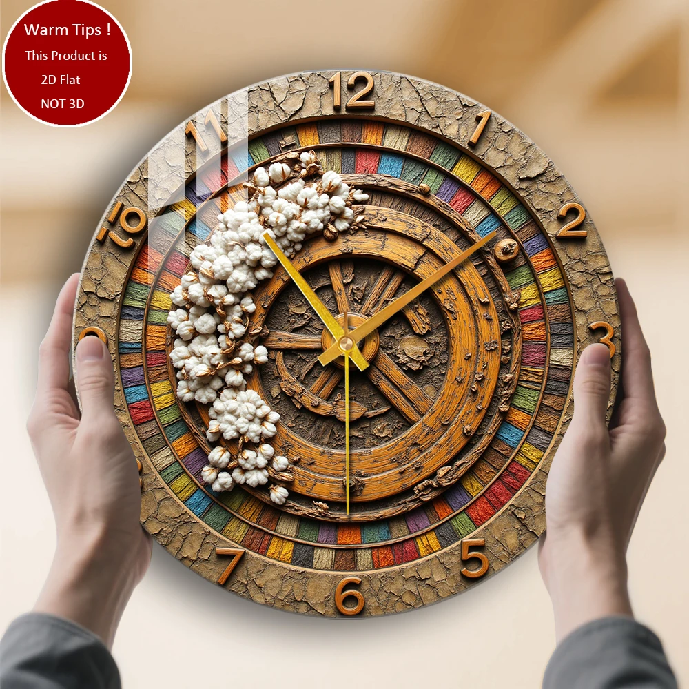 

Настенные часы из закаленного стекла, винтажные часы с хлопковым колесом, подходящие для настенного декора или настольного дисплея в любом месте