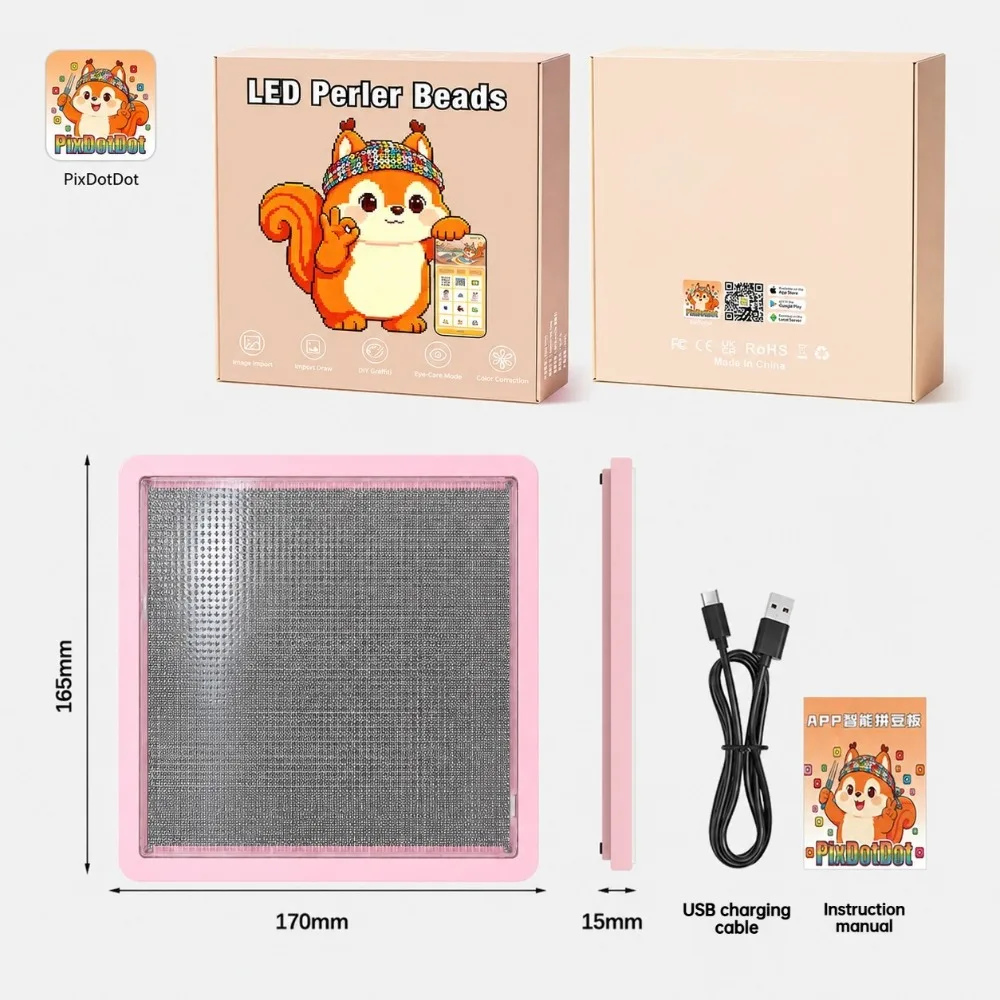 LED Smart Fuse Bead Pegboard, App Guided Pattern Light Board for Arts and Crafts, DIY Pixel Toys Birthday Gift Set view 6