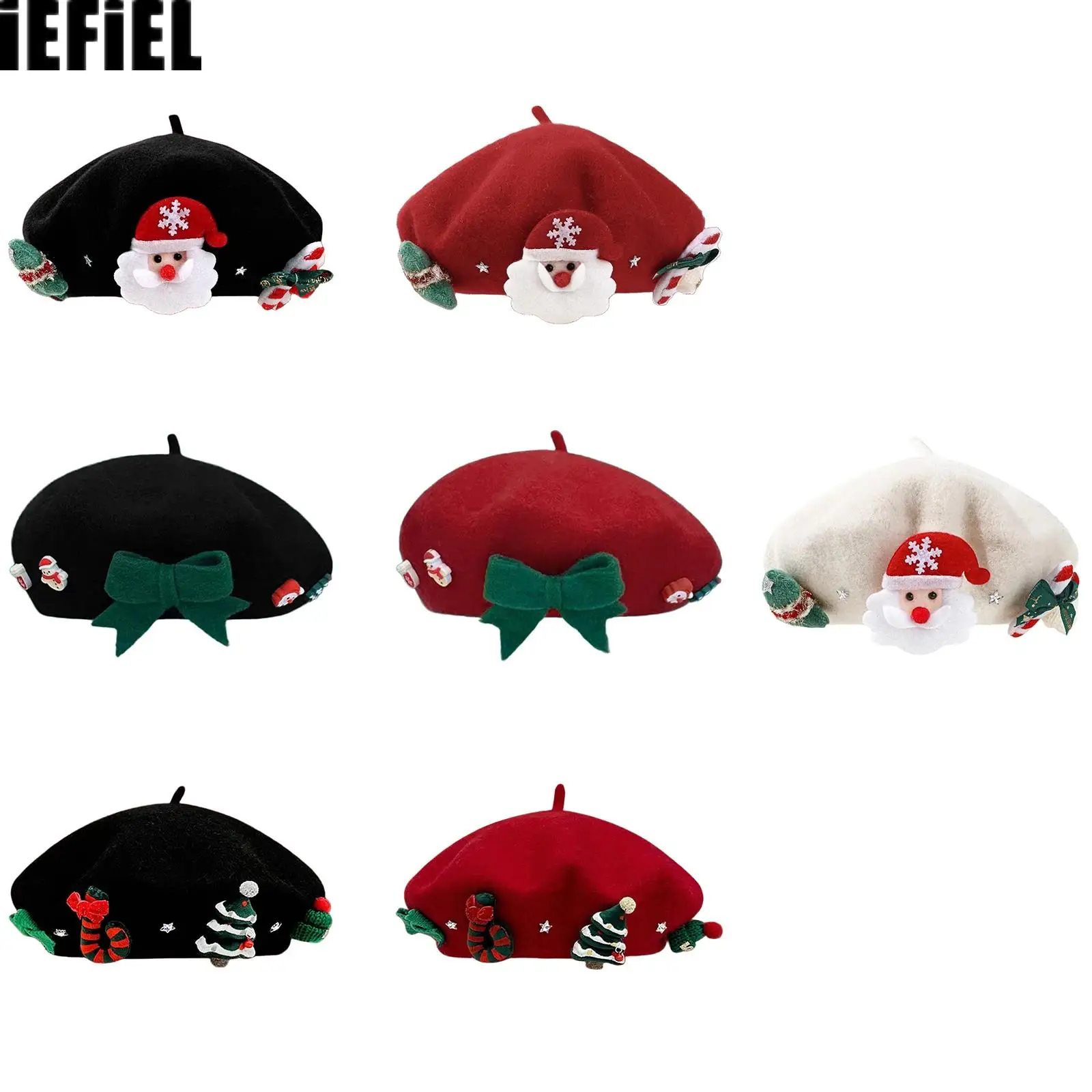 

Christmas Element Headwear Christmas Wool Beret Hat French Beret Cap for Women And Girls for Cosplay Costume Christmas
