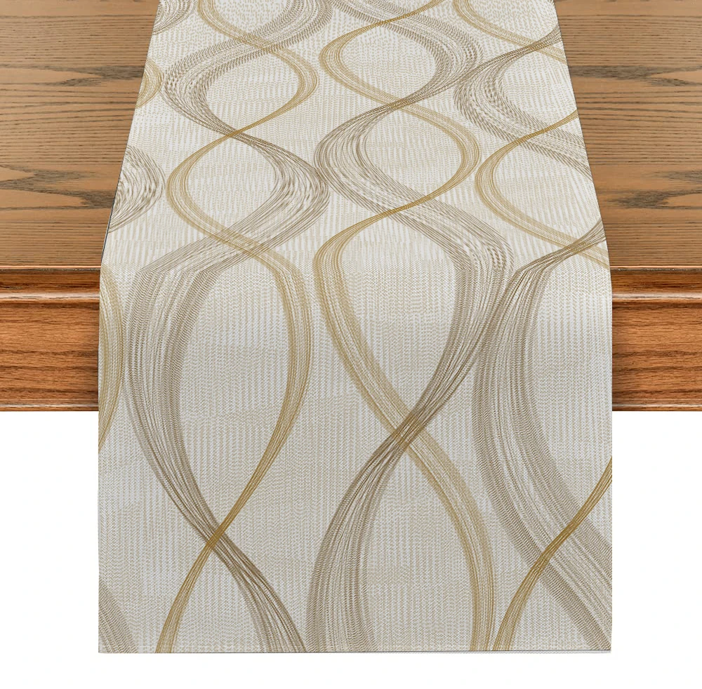 Modern and Simple Abstract Lines Table Runners Dresser Decor for Kitchen Holiday Party Table Runner Washable Dining Long Cloth