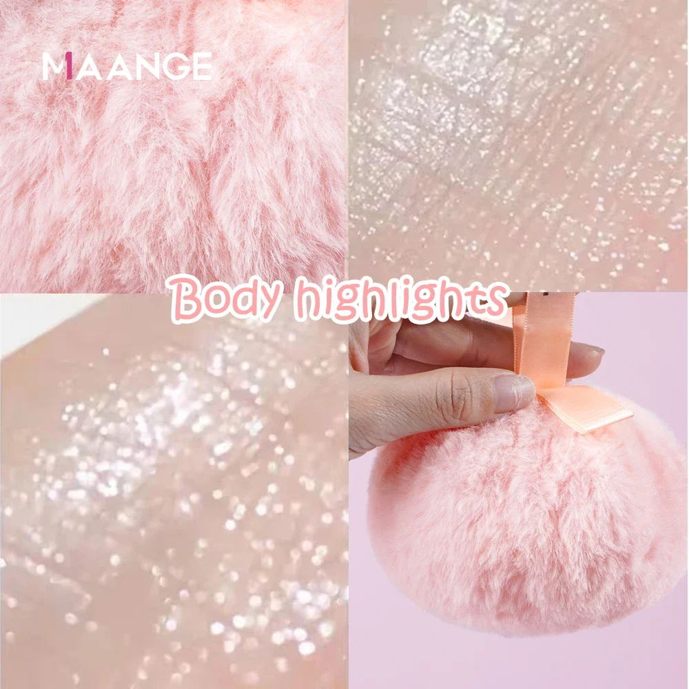Big Fluffy Glitter Powder Puff Round Body Powder Puff with Portable Makeup Puff for Face Body Glitter Highlighter Makeup Powder
