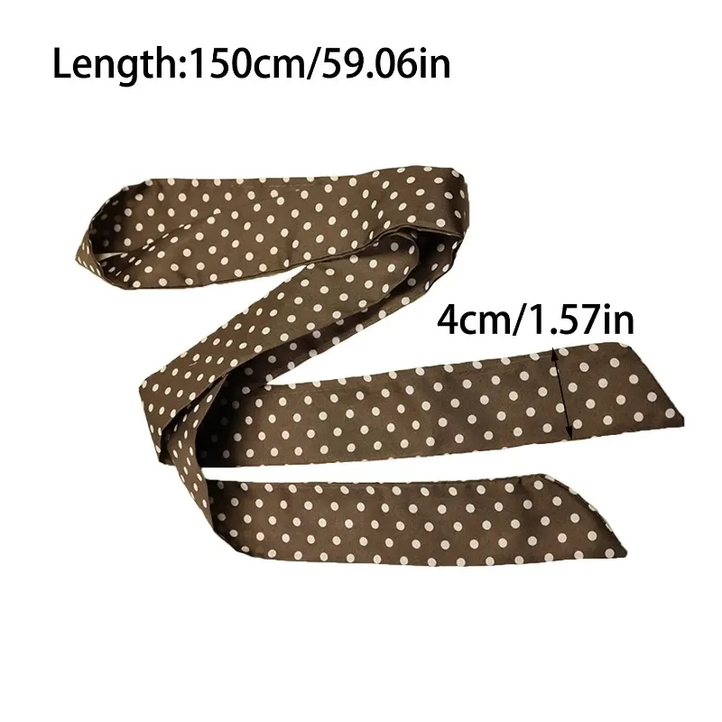 Women Narrow Long Scarf 150x4cm Polka Dot Bag Ribbon Headband Choker Streamer, Versatile Fashion Accessories for Daily Wear image 4
