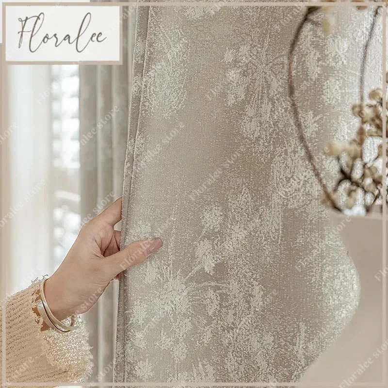 

French Chenille Cream Thickened Dandelion Jacquard Curtains For Living Room Bedroom French Window Balcony Window Custom