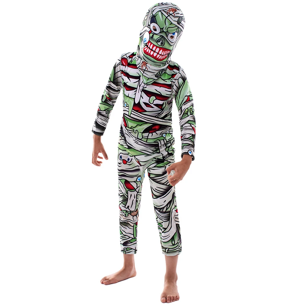 Scary Egyptian Mummy Costume Kids Halloween Horror Zombie Costume Outfit Carnival Easter Purim Party Dress Up Boy Christmas Gift