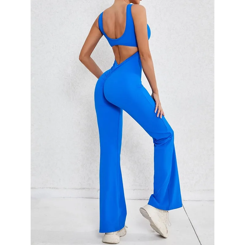 

Krisnanas Woman's Jumpsuits 2025 Paghetti-Neck Hollow-out Sporty One-piece Fitness Solid Color Backless Women Clothing 155115