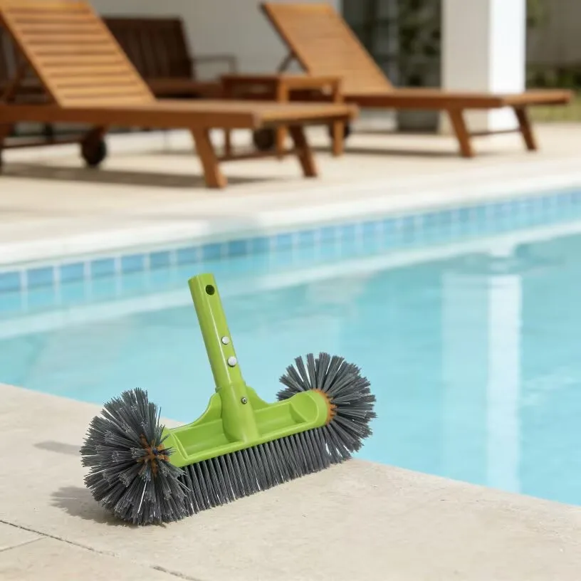 Cepillo de piscina resistente de 13 pulgadas con mango desmontable: cerdas de nailon premium de 7 filas, mantenimiento de la piscina