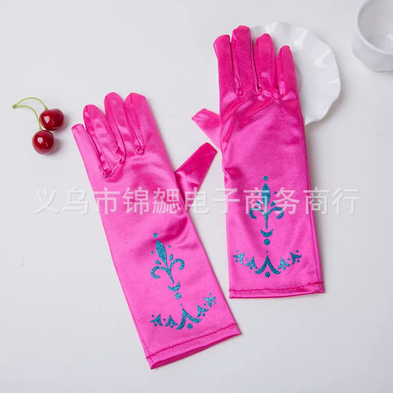 Children Princess Long Gloves Girl Birthday Party Wedding Elsa Anna Accessories Cinderella Belle Sofia 5 Colors Long Finger Set