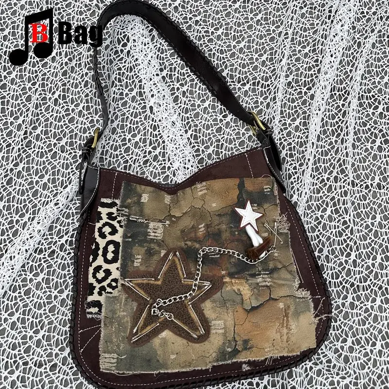 

Женская и мужская унисекс Y2K крутая женская сумка в стиле Харадзюку из мягкой кожи в стиле ретро, гот-панк, универсальная сумка через плечо для отходов почвы и ветра